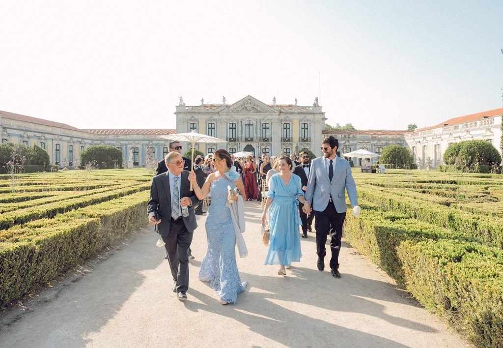 Guests celebrating after ceremony in Lisbon
