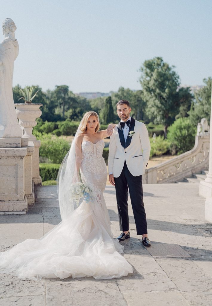Editorial wedding portrait at Queluz Palace Lisbon
