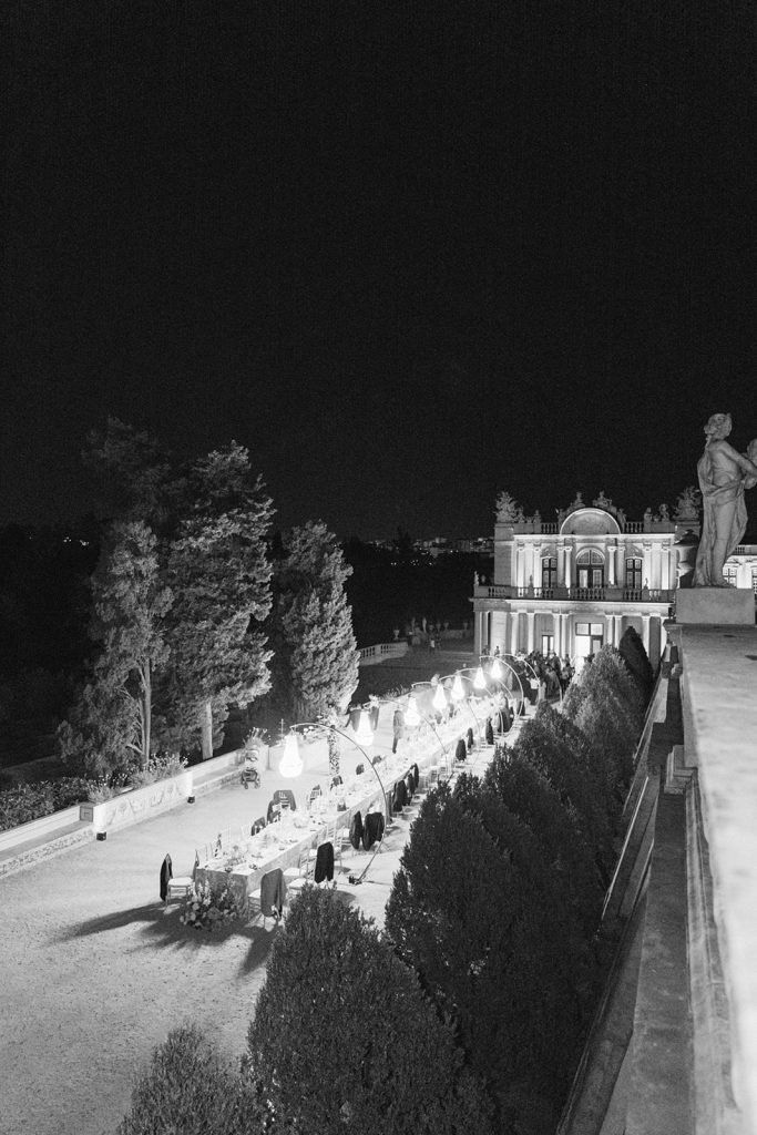 Evening celebration at Queluz Palace wedding reception