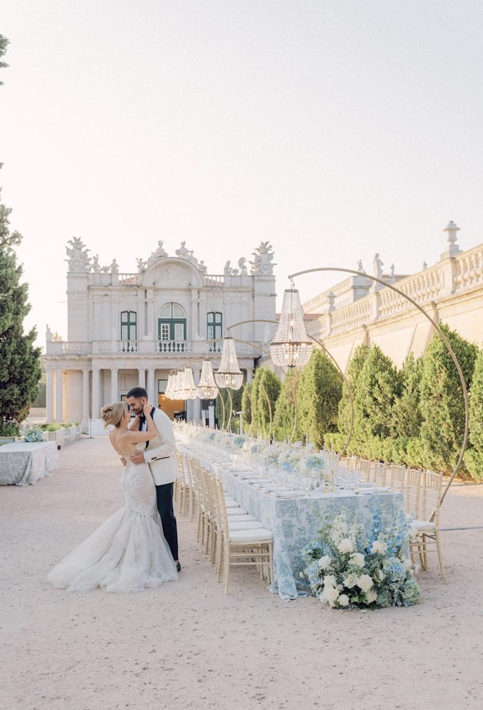Wedding reception setup at Queluz Palace Portugal