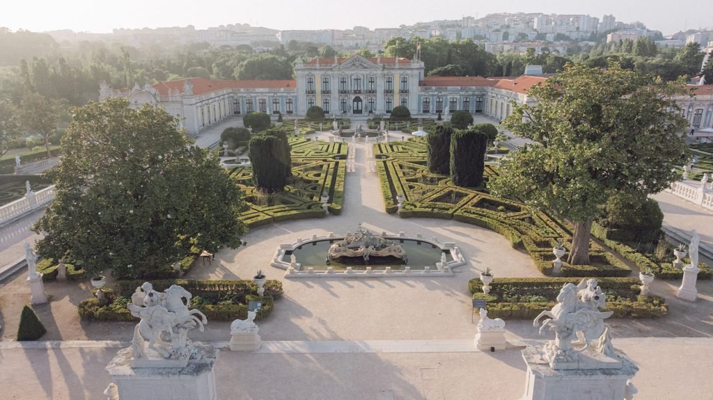 Queluz Palace wedding venue in Portugal with historic architecture and gardens